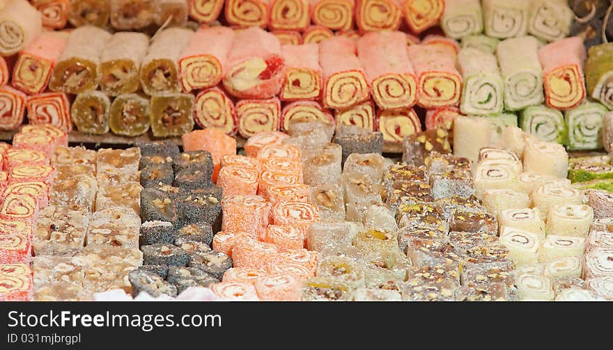 Assorted Turkish Delight bars(Sugar coated soft candy)