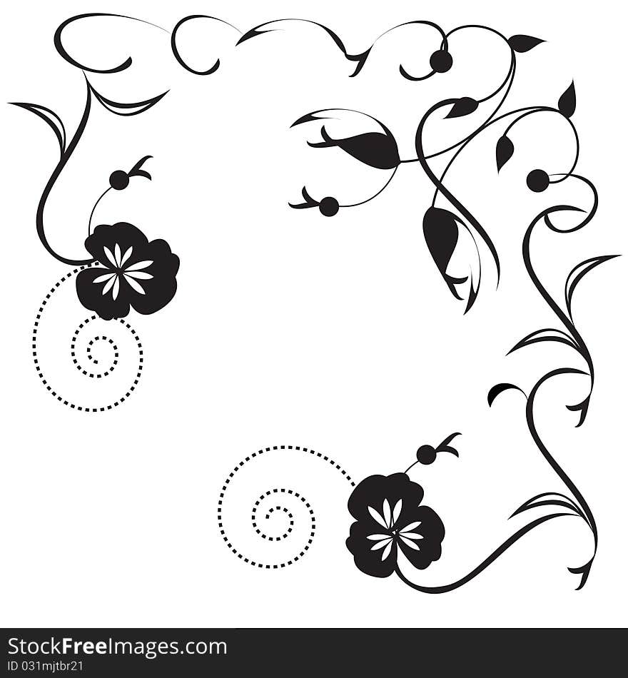 The flower decorative isolated element with curls. The flower decorative isolated element with curls