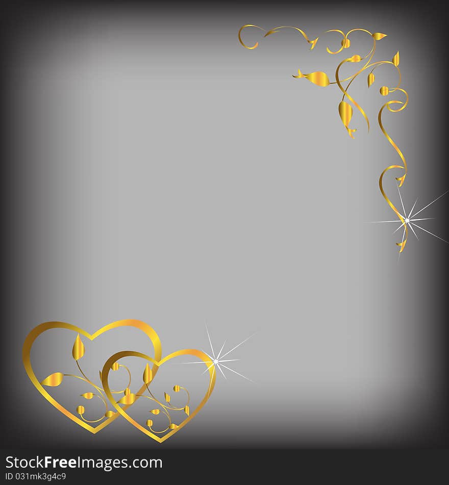 Hearts of gold and curl against a dark background