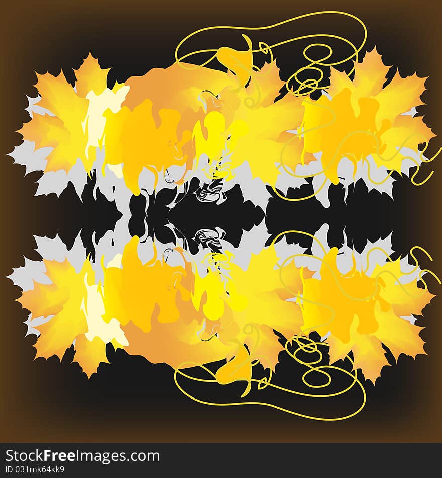 Yellow maple leaves as an abstract background