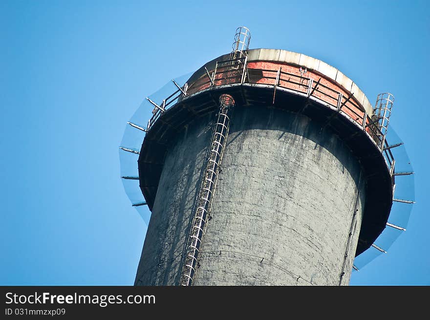 Against blue sky and with ladder. Against blue sky and with ladder