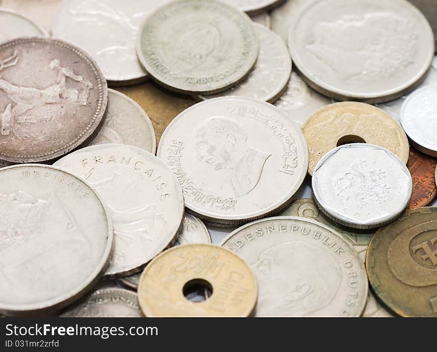 Old coins as a background close up