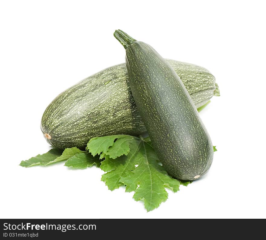 Green vegetable marrow isolated on white background