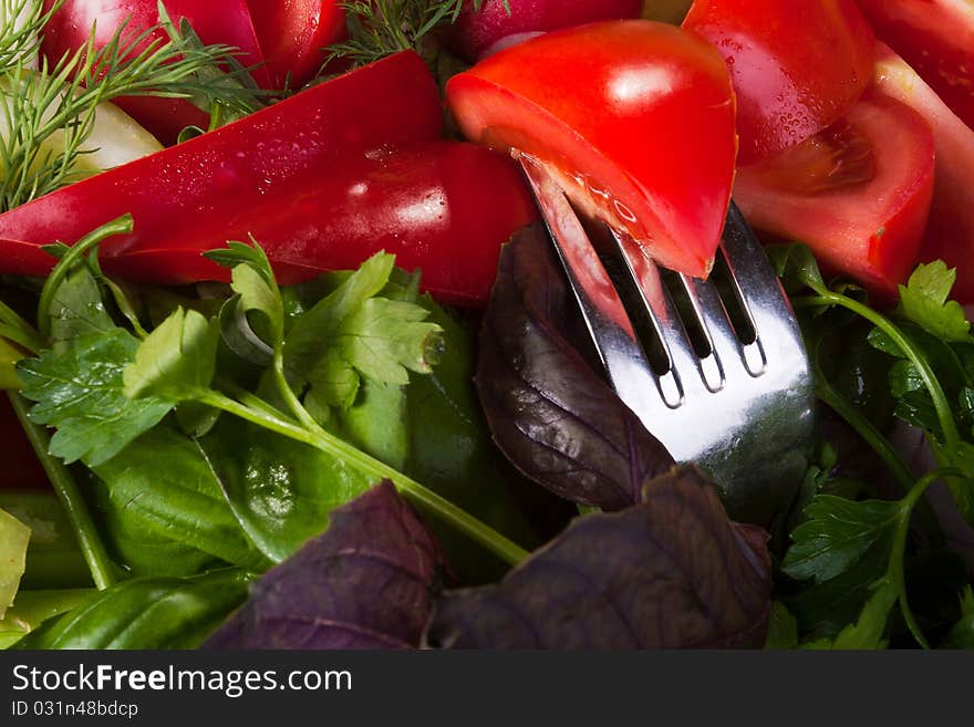 Fork and vegetables