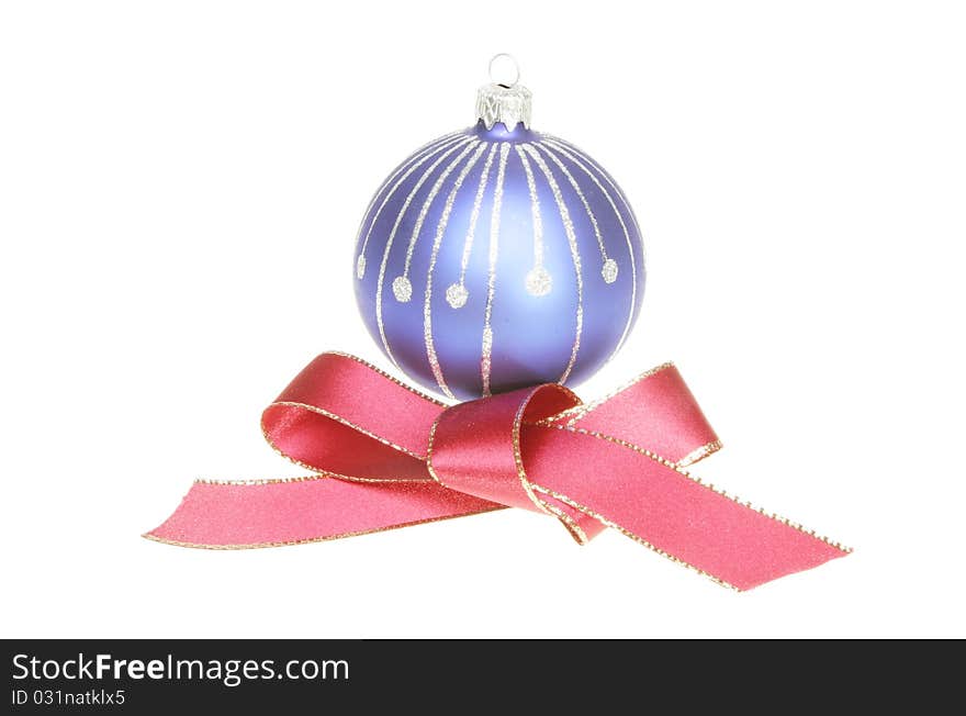 Christmas ball and red ribbon bow