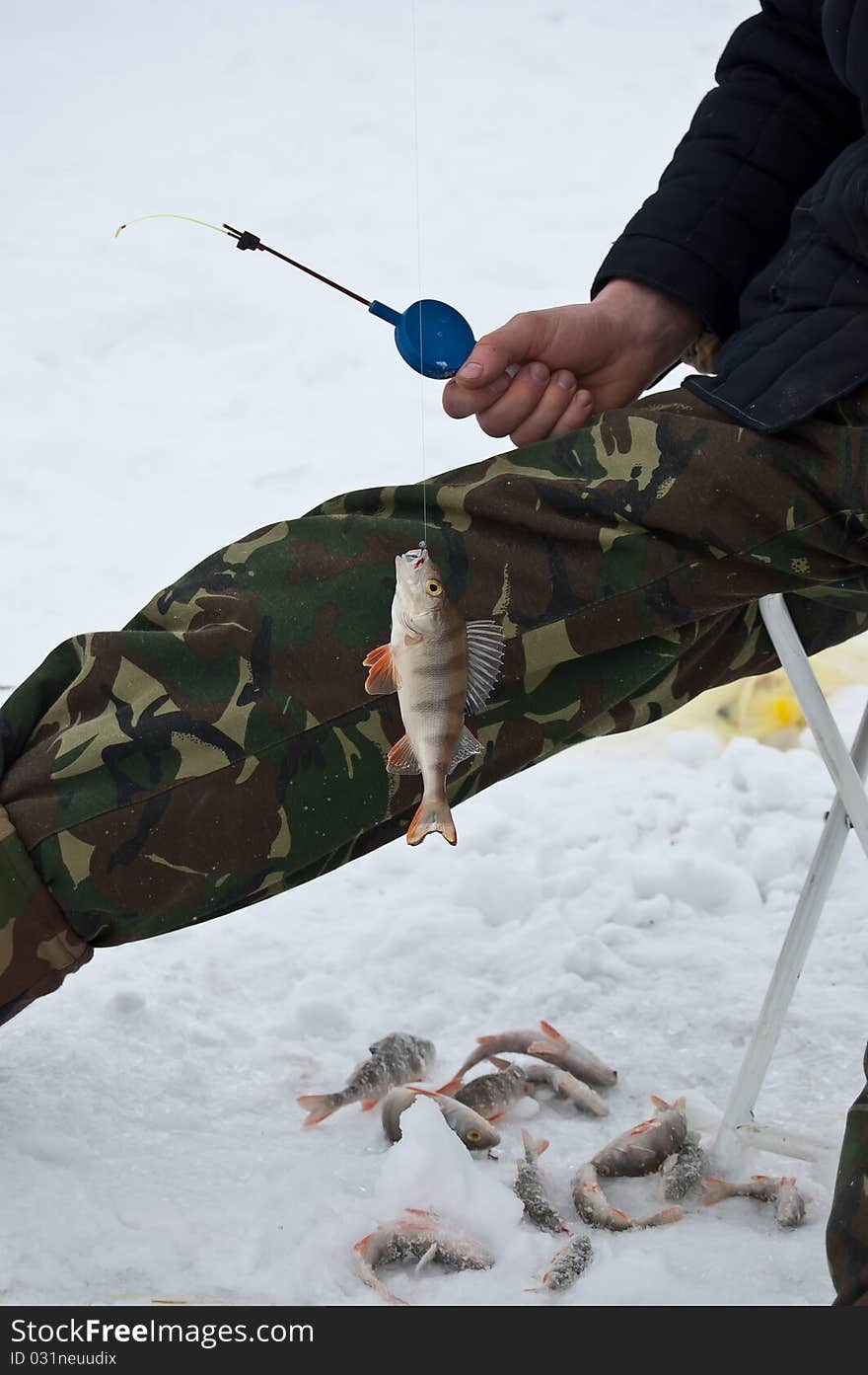 The fisherman has fished on a fishing tackle