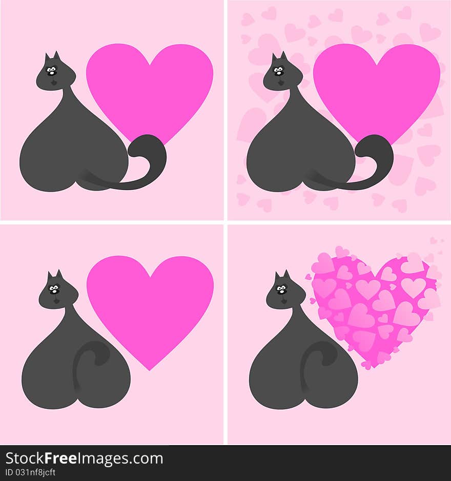 Black cat and the heart