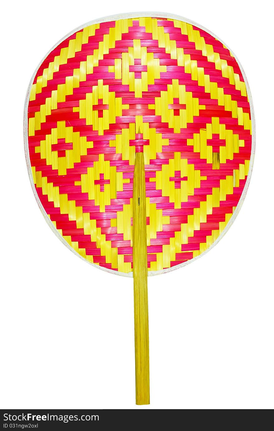 Vintage Thai Style Art Hand Fan Isolated