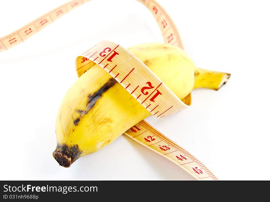 Diet banana on white background