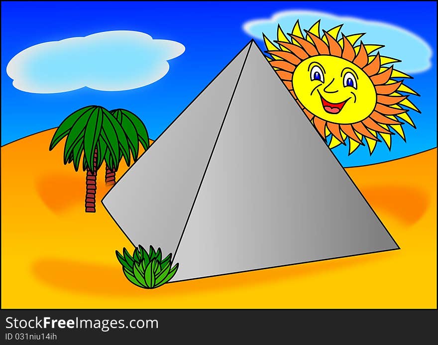 Pyramid sun palm tree illustration egypt history travel. Pyramid sun palm tree illustration egypt history travel