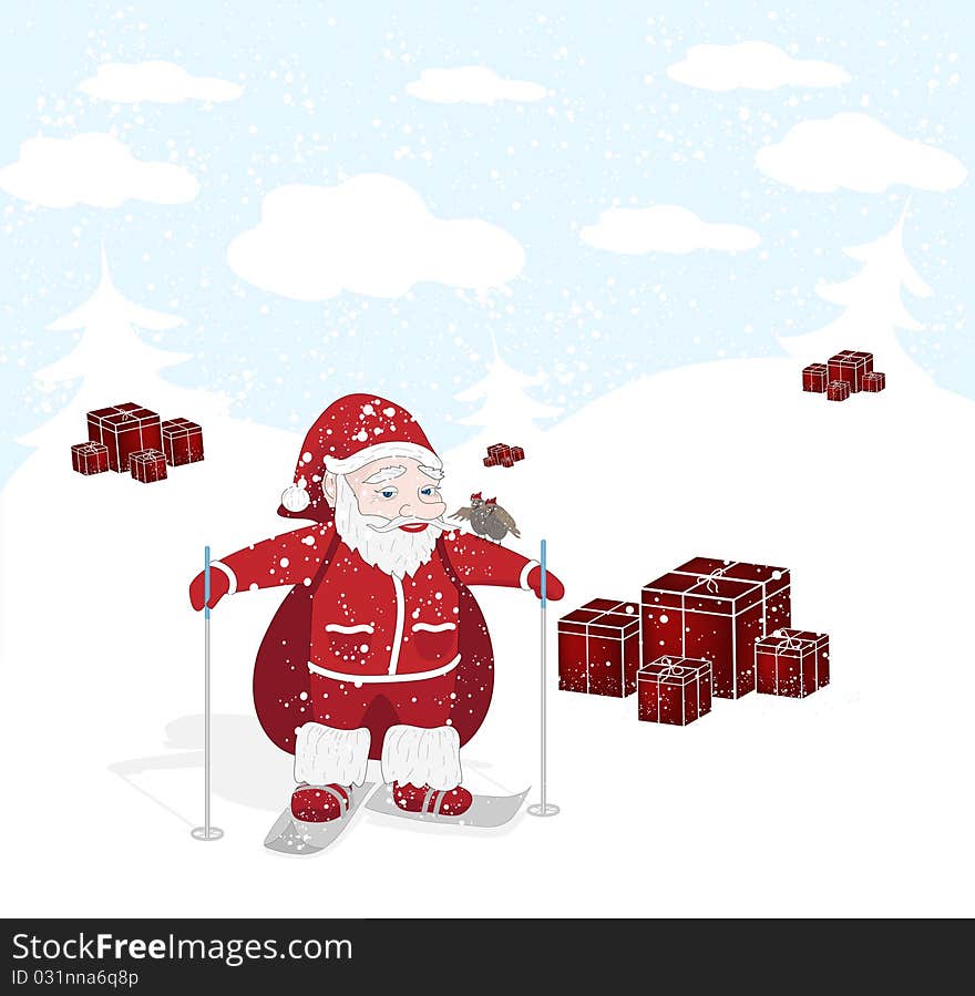 Vector Christmas illustration with Santa