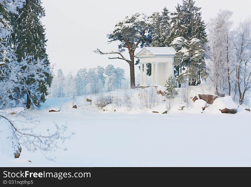 Snowy Landscape, Wood under snow, Russia