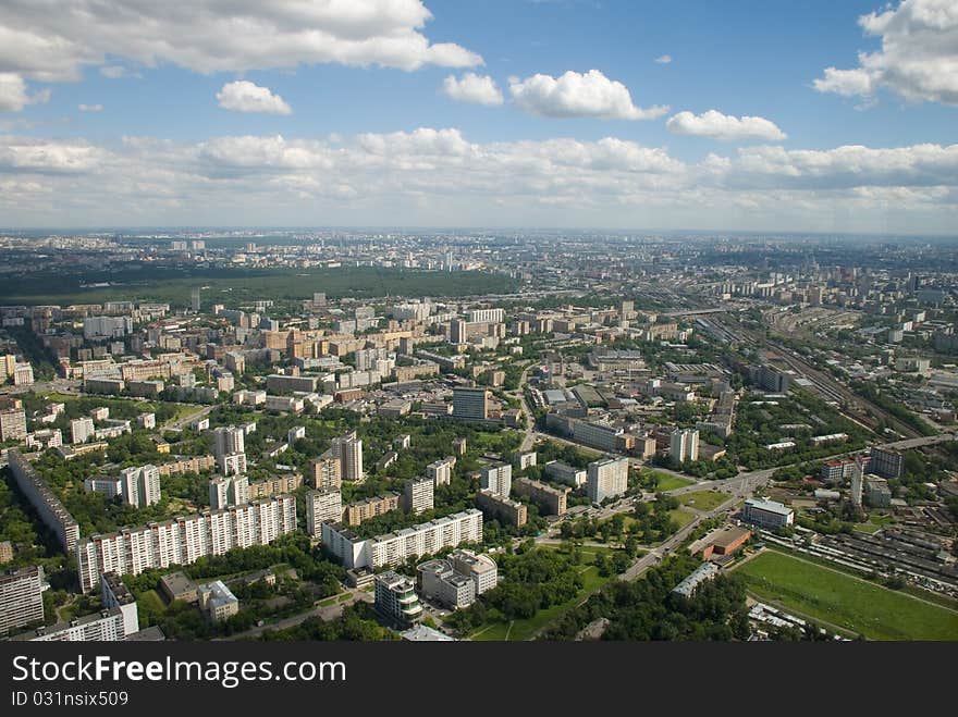 Photo of the city of Moscow from height of the bird's flight