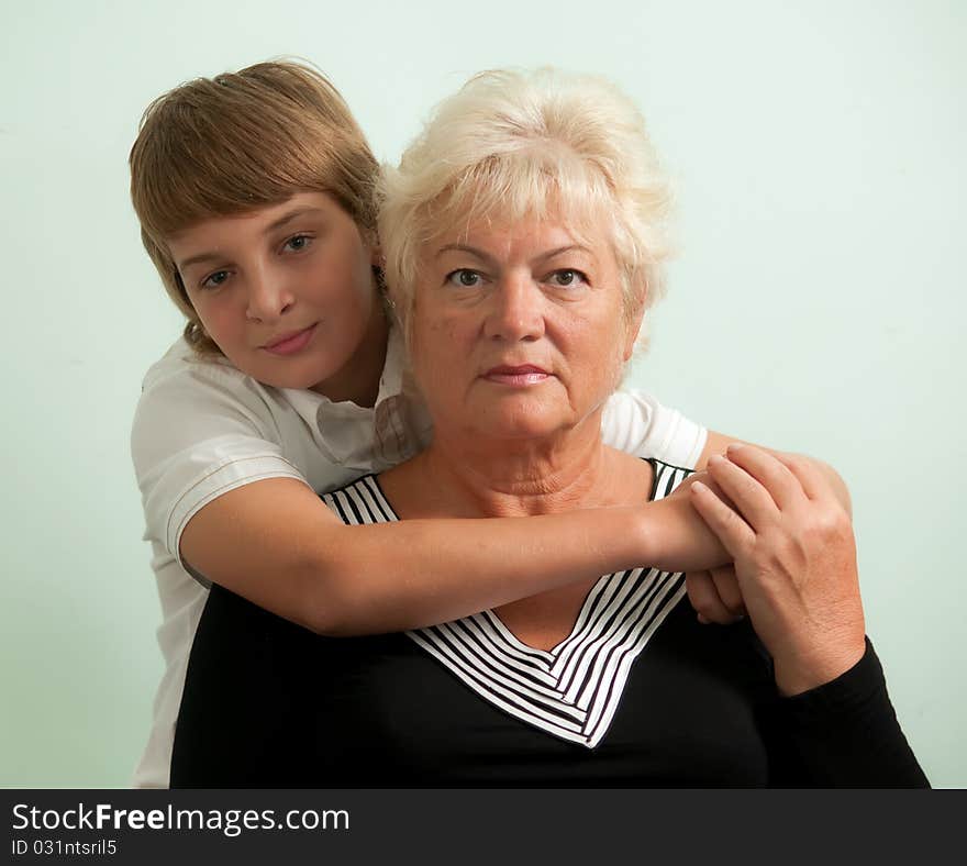 Happy family: Grandmother and grandson. Happy family: Grandmother and grandson.