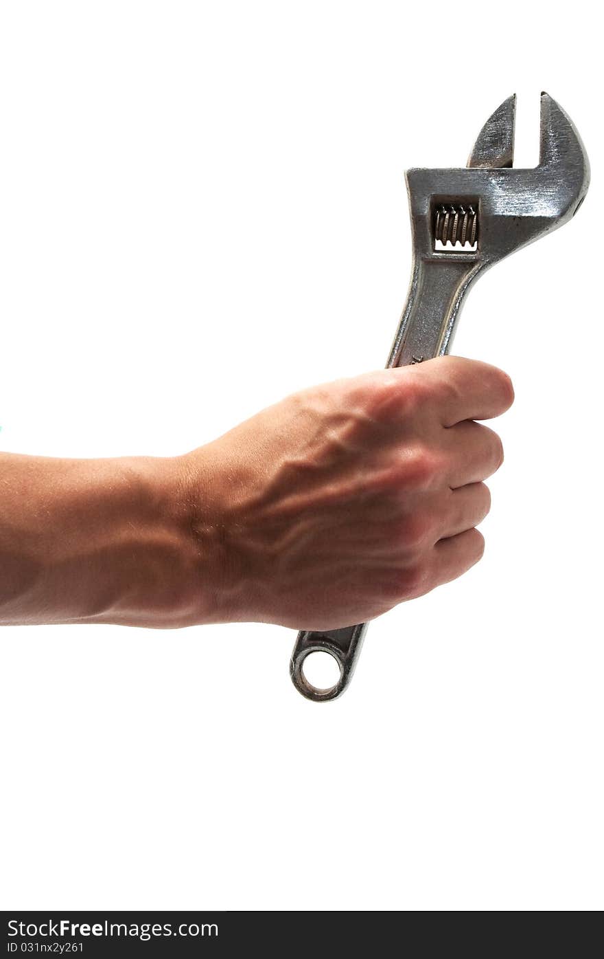 Wrench In Hand Isolated White