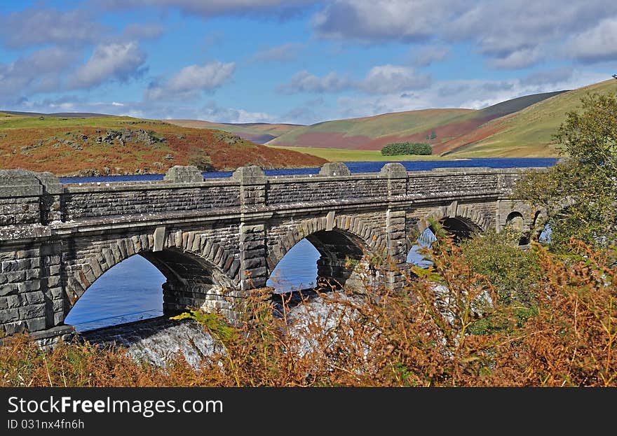 Bridge over reservoir in Elan Vally ,Wales. Bridge over reservoir in Elan Vally ,Wales