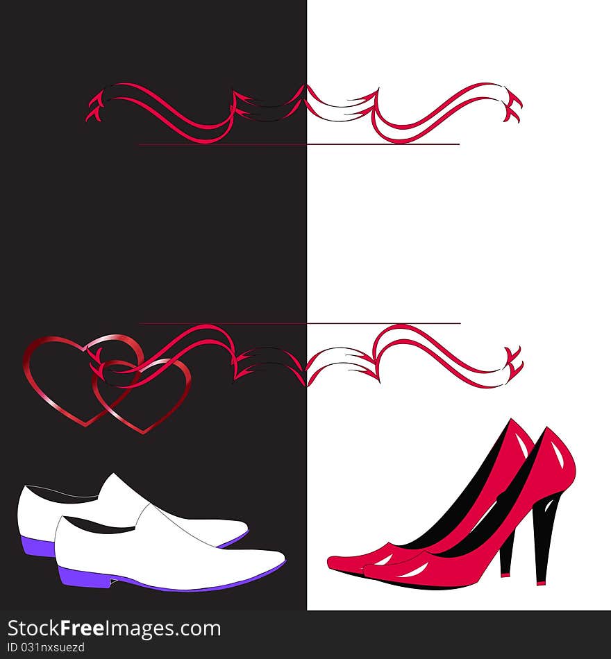 Man's and female shoes, love