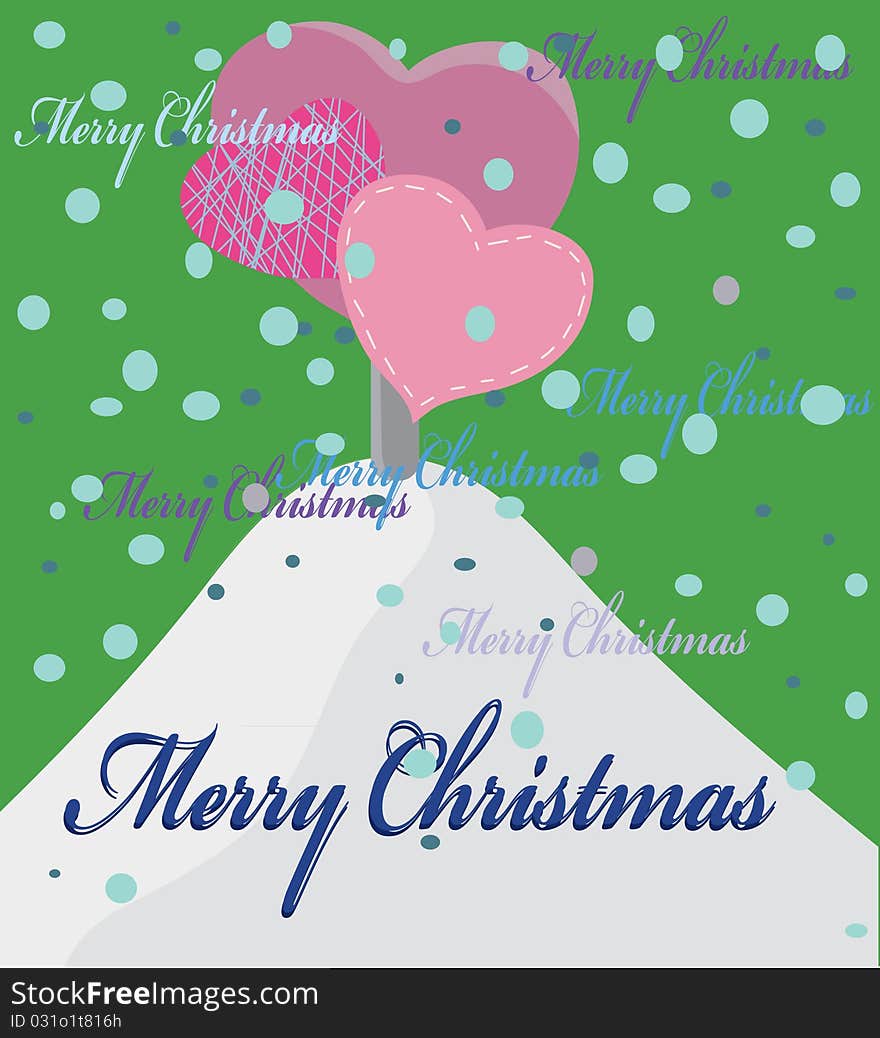 Christmas background with tree from hearts