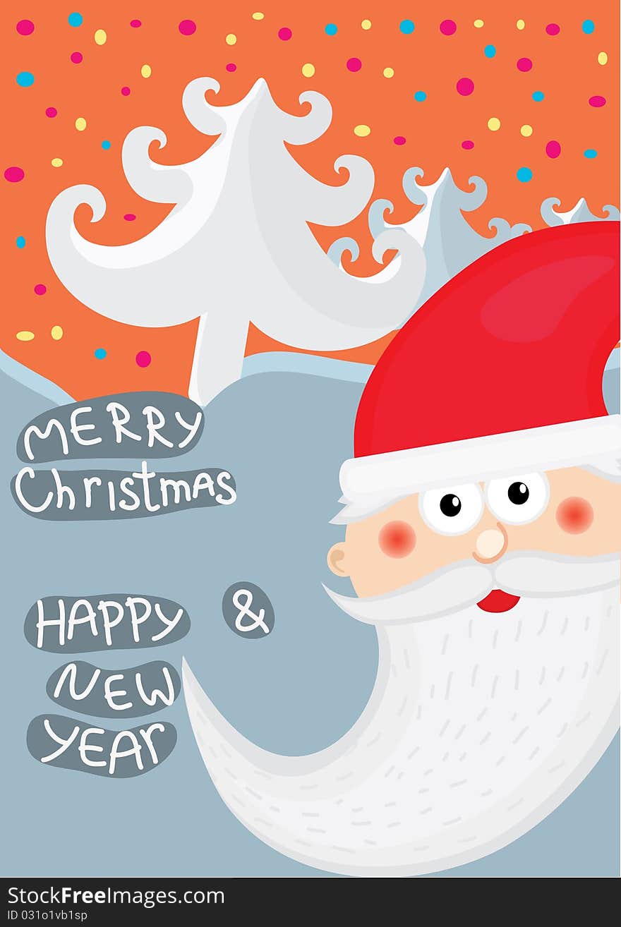 Christmas background with Santa and tree