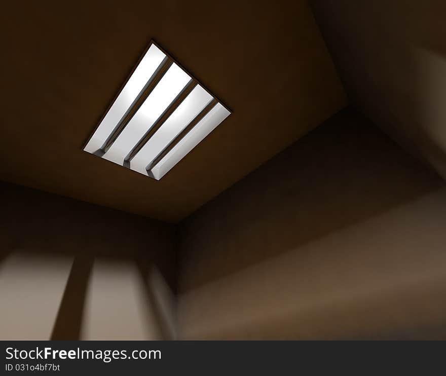 3d arquitecture background with bars of a jail. 3d arquitecture background with bars of a jail