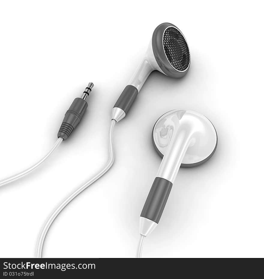 Earphones on the white background