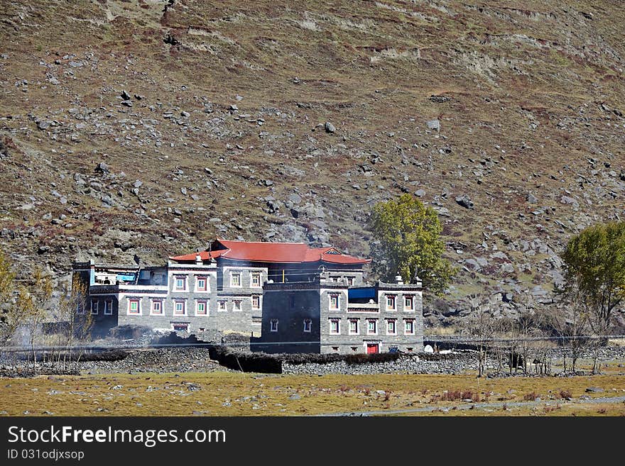 Tibetan style houses in west sichuan provinve of china. Tibetan style houses in west sichuan provinve of china