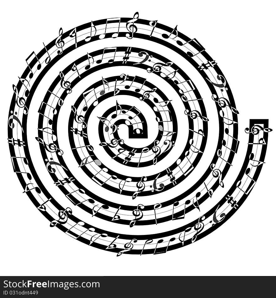 The music notes with rounding isolate computer generated