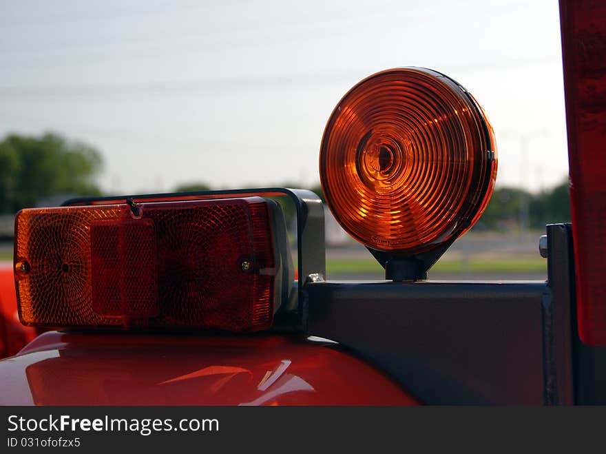 Tractor With Tail Lights and Caution Light