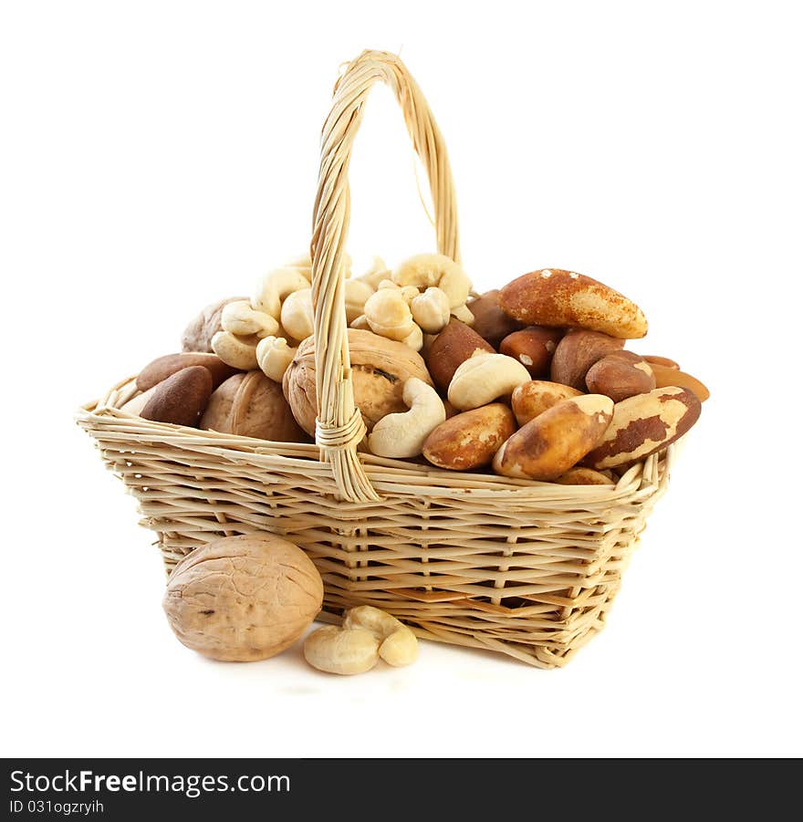 Nuts in a basket, assorted