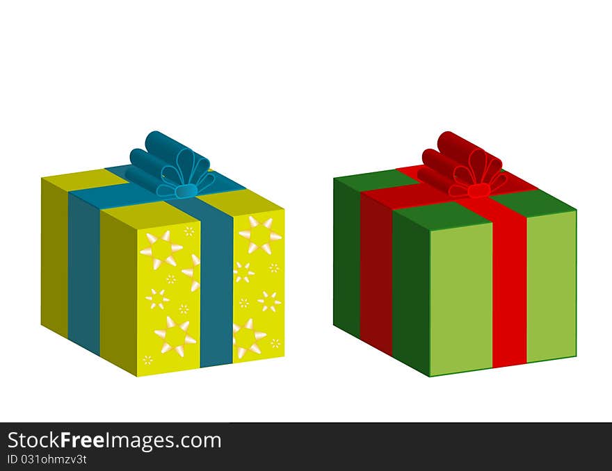 Two Boxes, objects white isolated, vector and jpg