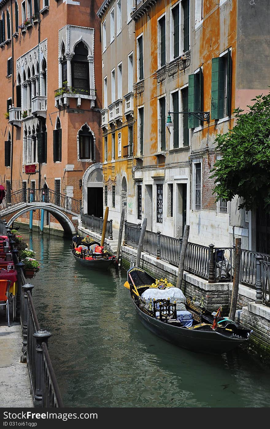 Gondola On The Canal In Venice, Italy