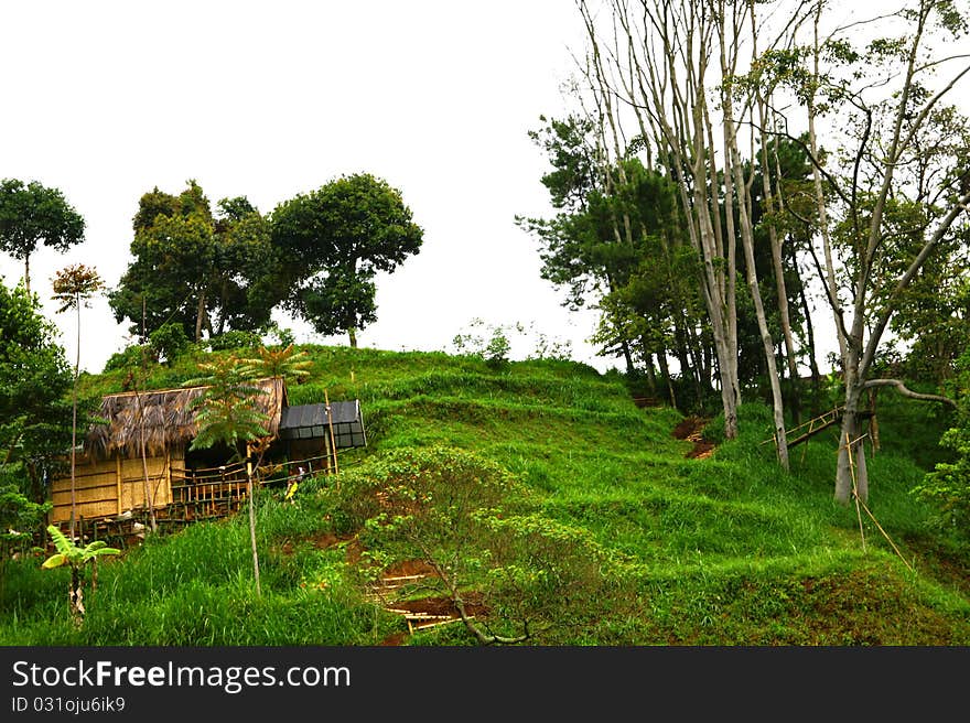 Wooden house on a mountain