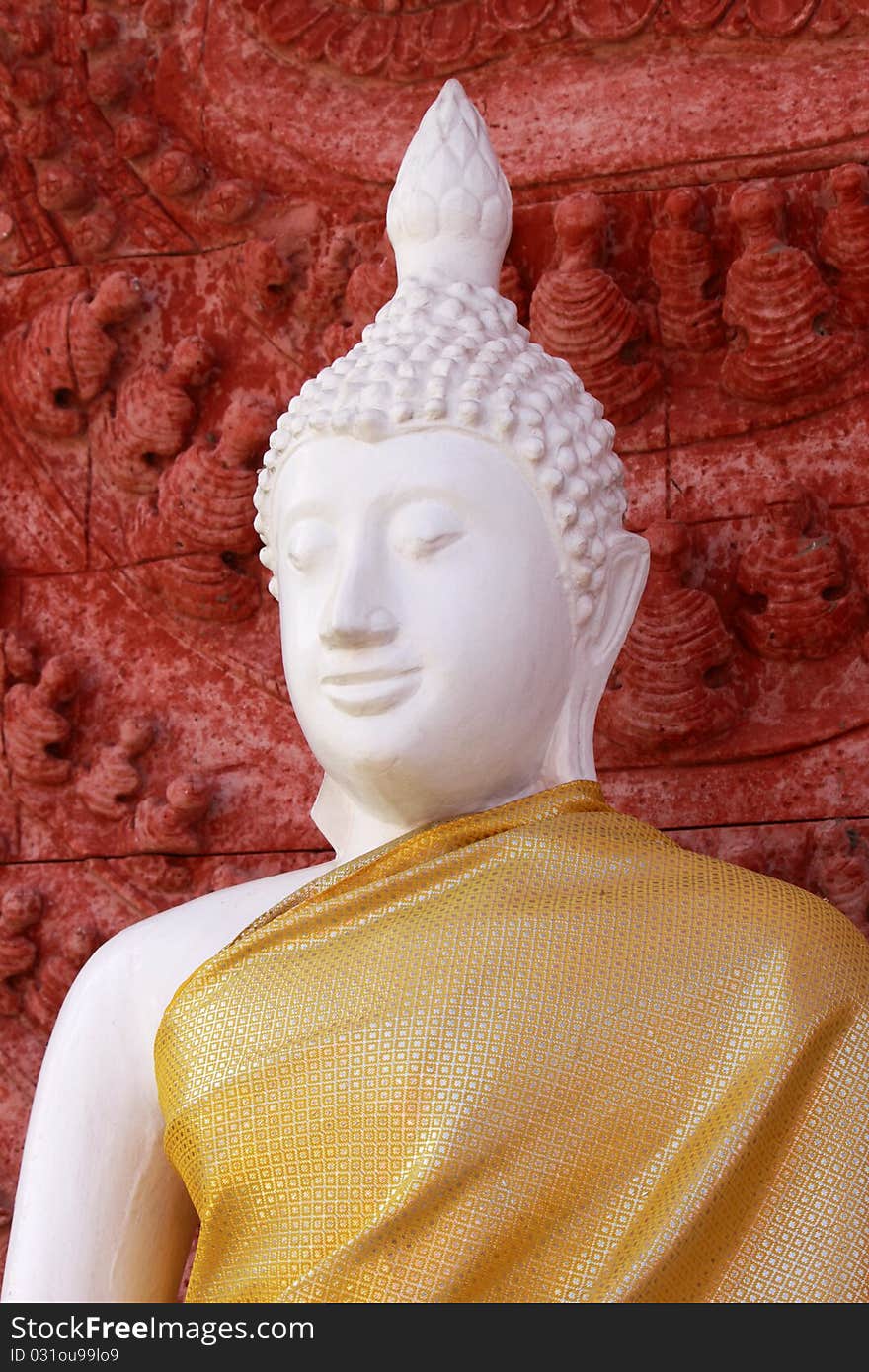 Image of white buddha in temple. Image of white buddha in temple