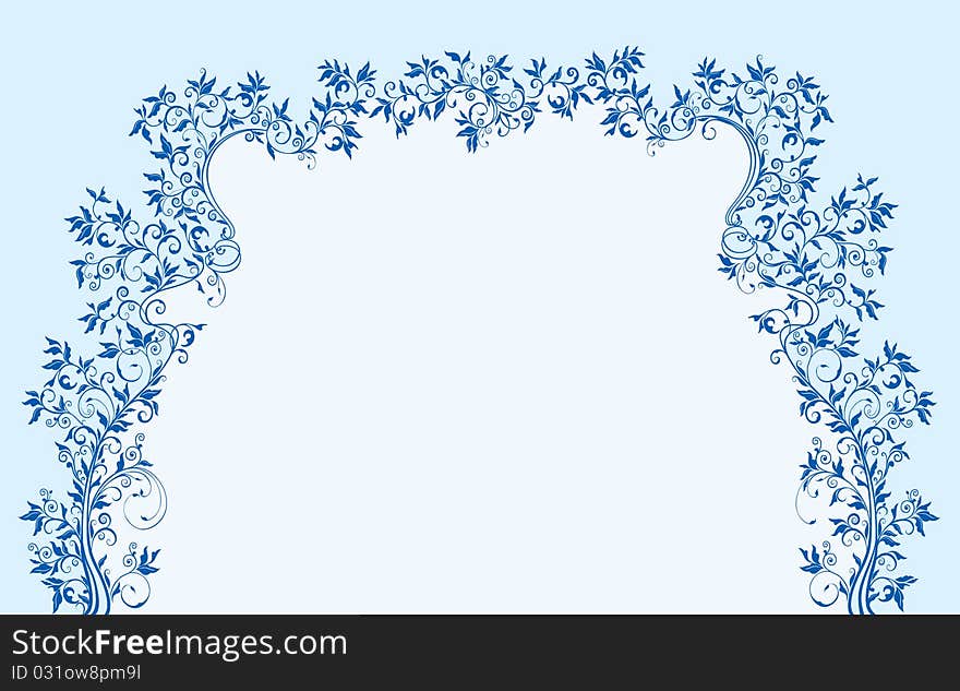 Floral and leaves blue background. Floral and leaves blue background