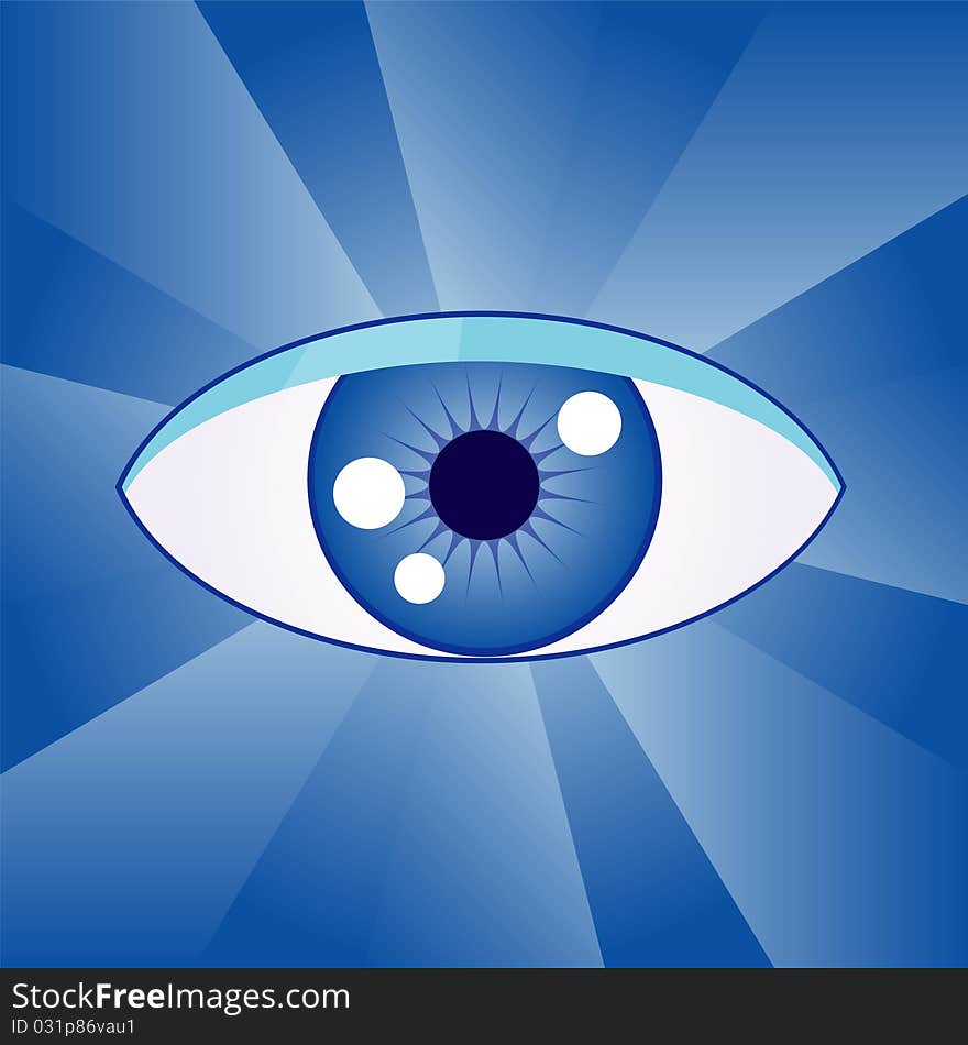 Vector illustration of abstract eye on blue background