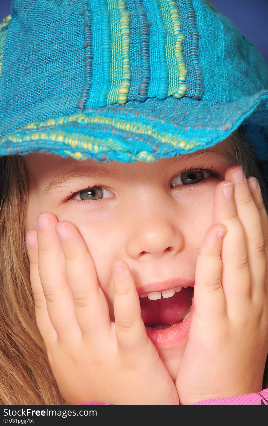 Girl with blue hat