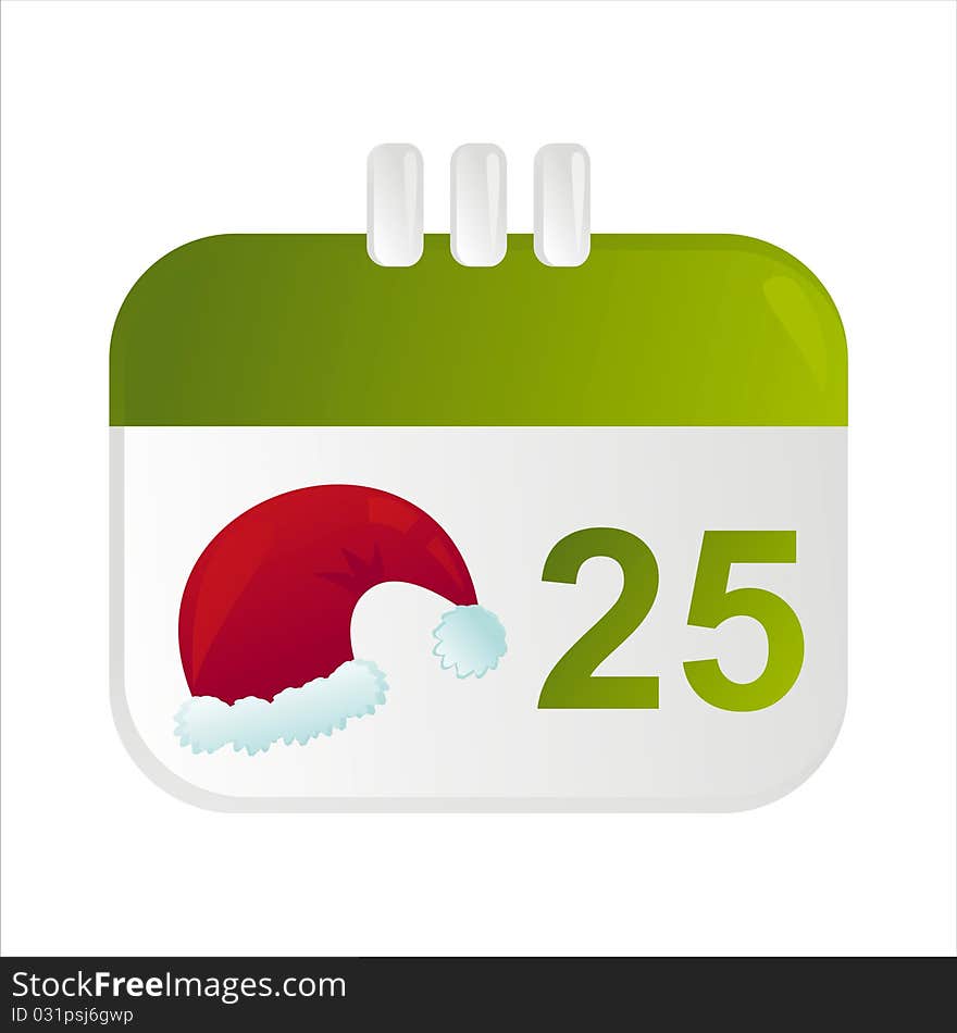 Christmas calendar icon with santa's hat