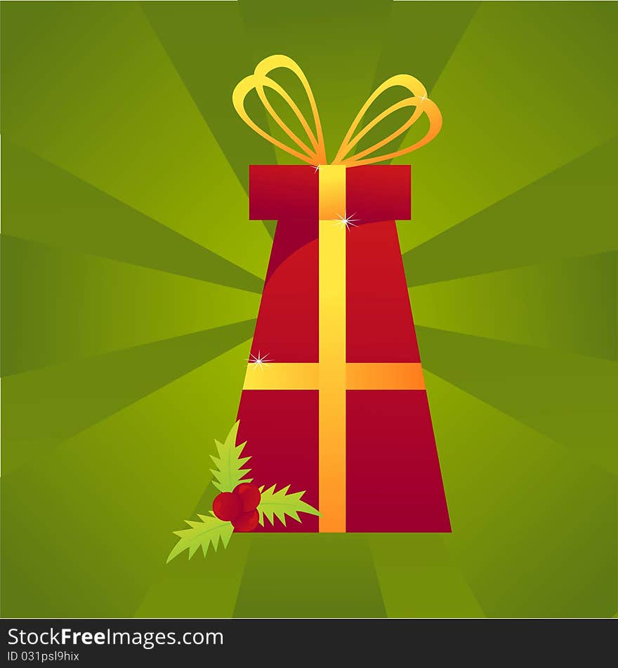 Christmas background with red present. Christmas background with red present