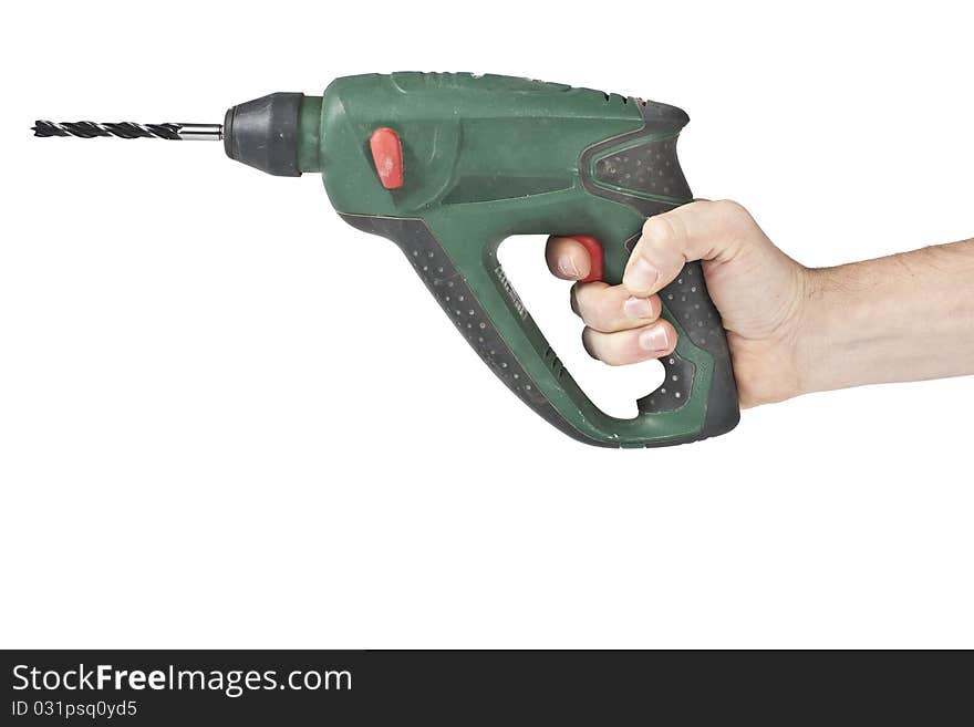 Drill held by human hand