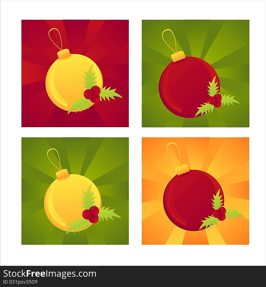 Set of 4 christmas backgrounds with balls