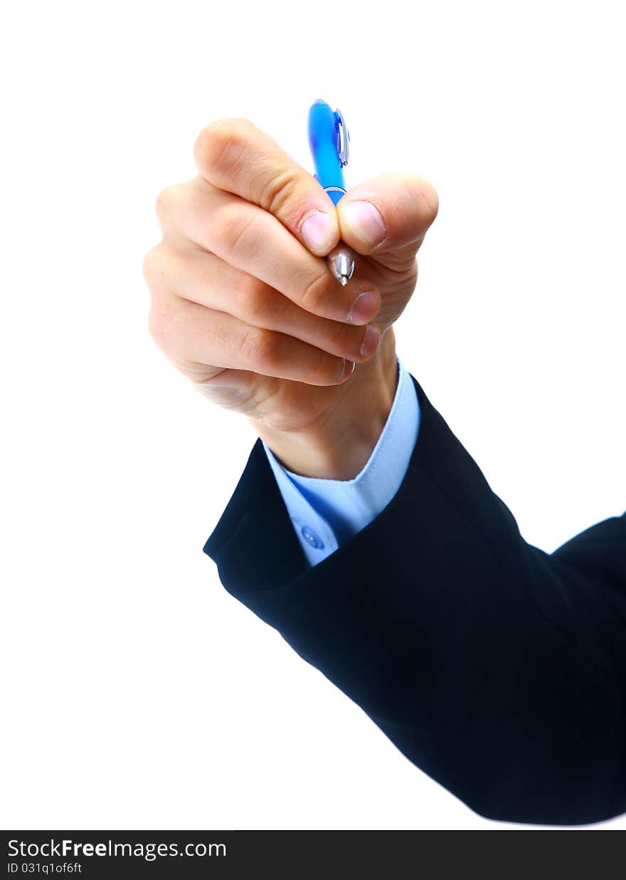 Close up of human hand with pen. Close up of human hand with pen