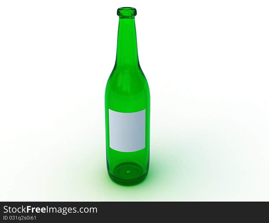 Wine bottle and glass with a blank label on a white background. Wine bottle and glass with a blank label on a white background