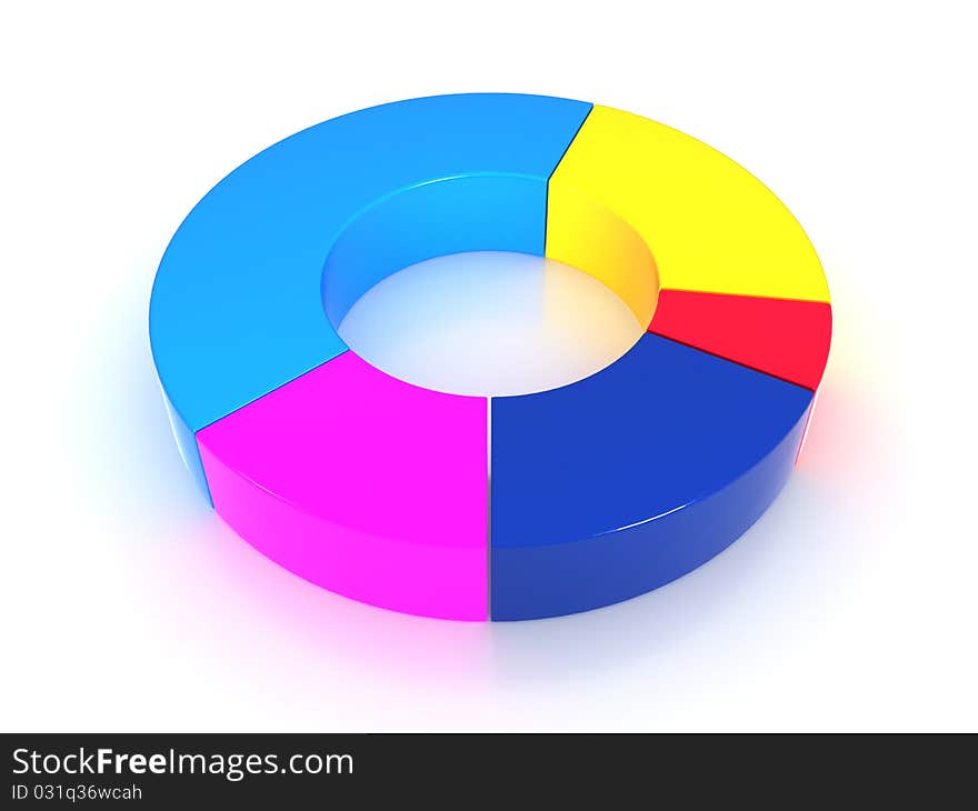 Diagram from a varicoloured plastic from different pieces on a white background