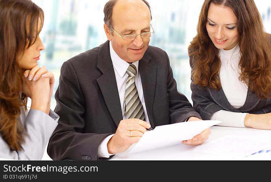 Successful business team isolated background