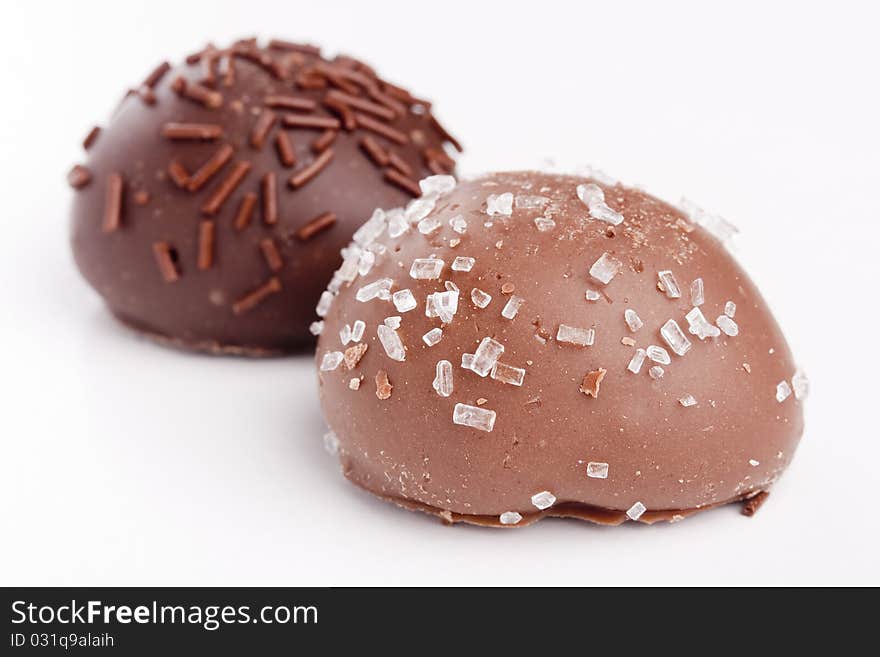 Truffle candy coated chocolate with decorative powdered for the occasion.