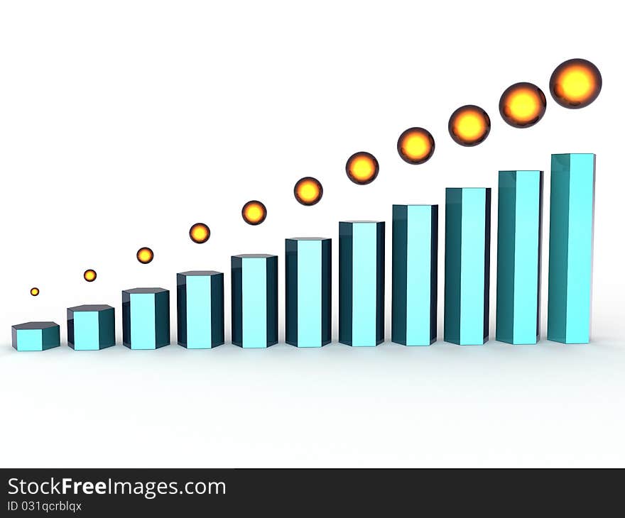 Chart from dark blue hexagons and yellow balls