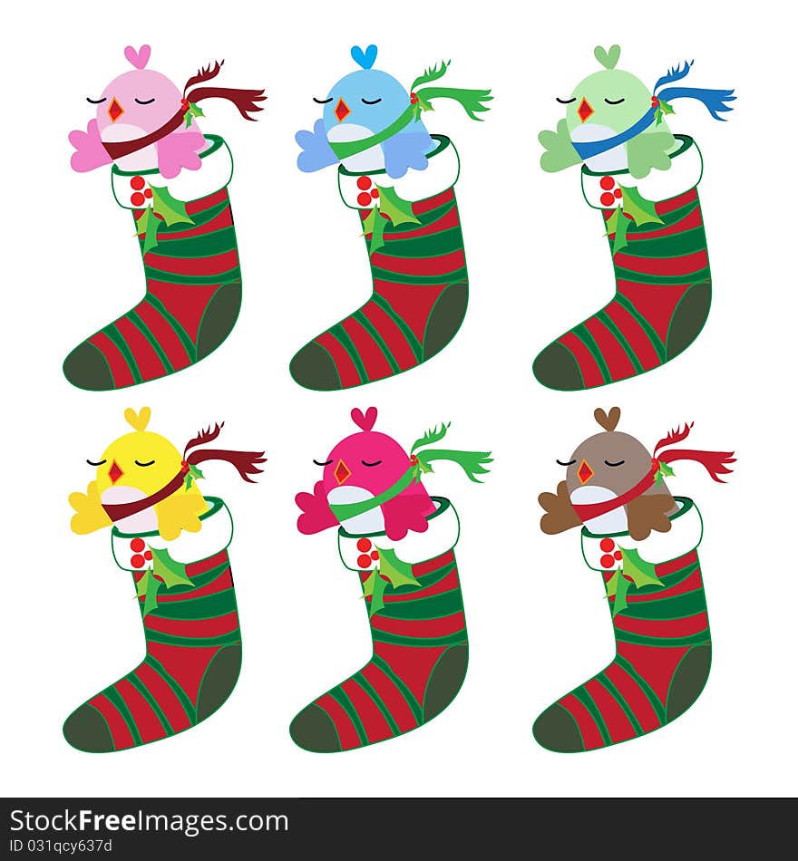 Christmas bird set in socks