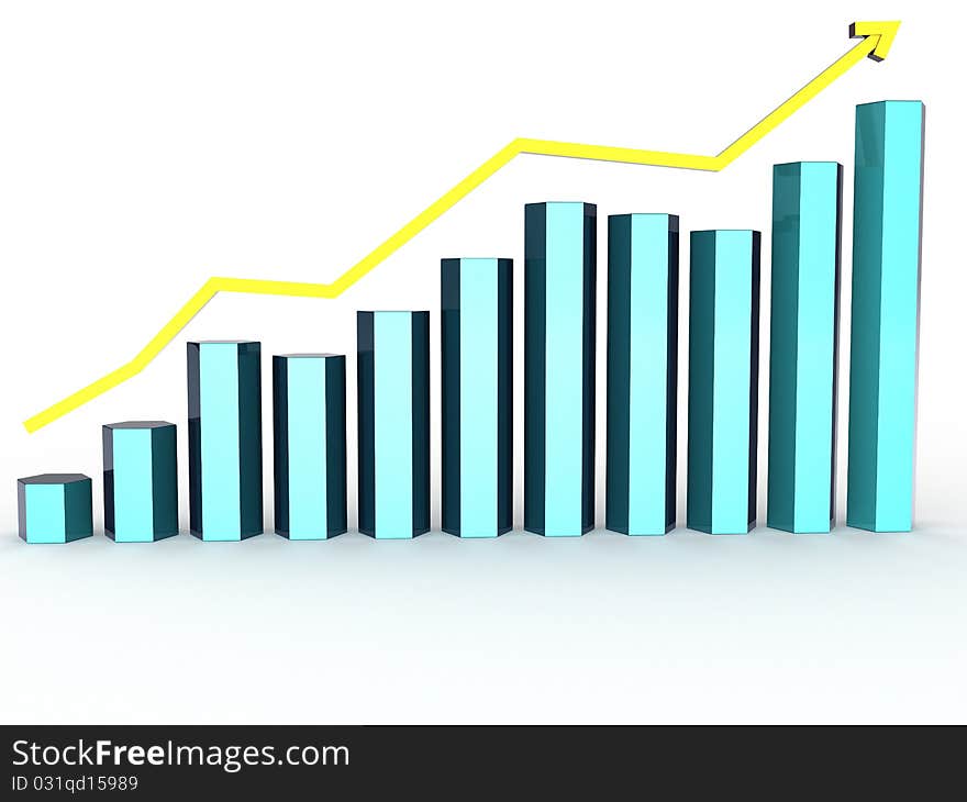 Chart as uneven dark blue hexagons with a yellow pointer on a white background