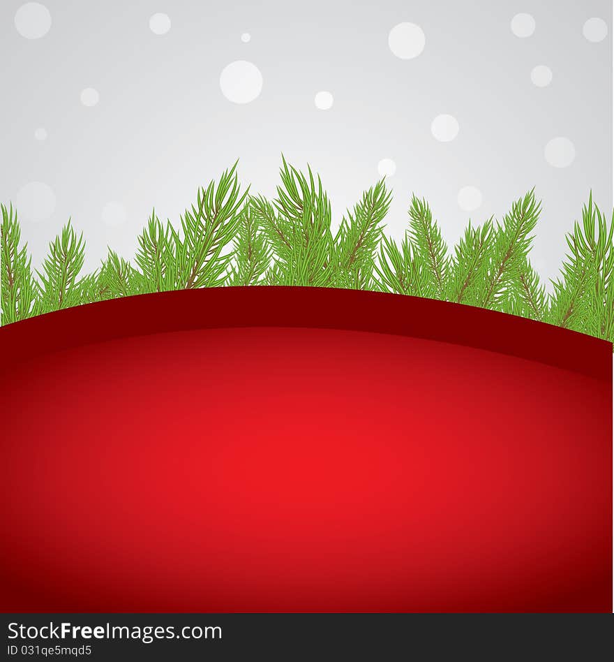 Abstract red Christmas background with pine.  illustration. Abstract red Christmas background with pine.  illustration