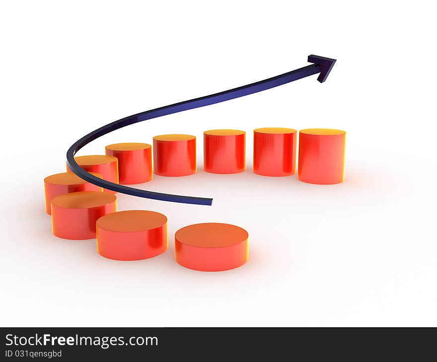 Red barrels and pointer as a chart